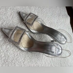 Designer BLACK SUEDE STUDIO
Rosalia PVC Metallic Leather Slingback Pumps Size 7